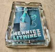 Alter Glas Aschenbecher HENNIEZ - Reklame Werbung