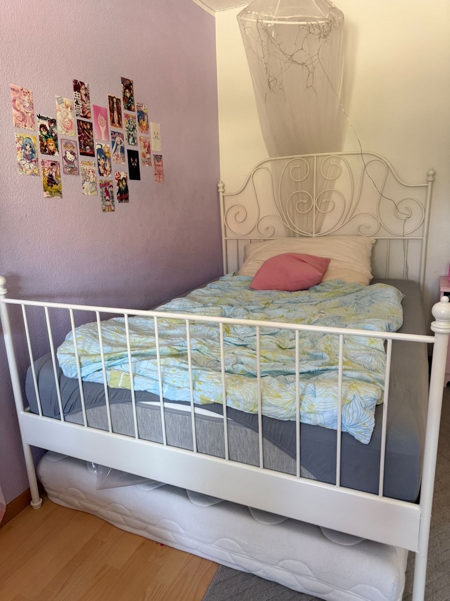 Betten: IKEA LEIRVIK Bettgestell weiss 140x200 cm – Gebraucht aus Brüttisellen von nat_5622 1
