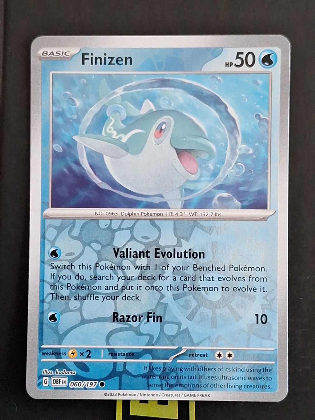 Pokémon Carte collezionabili: Finizen - Pokemon Reverse Holo Obsidian Flames – Usato da Altstätten SG venduto da GGsGameshop