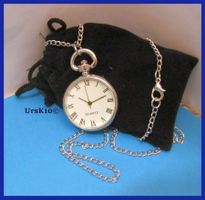 Umhängeuhr Taschenuhr mit Kette silbrig mit weiss