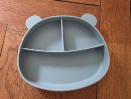 Babylove Teller mit Fächern und saugnapf grau/blau
