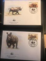 WWF Zentralafrika 1983 Satz Nashorn illustr. Ersttagsbriefe