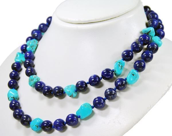 Ketten: ♛ Wunderschöne Lapislazuli/Howlith - Kette ca. 92cm – Neu (gemäss Beschreibung) aus Oberglatt ZH von Hot-Spot 1