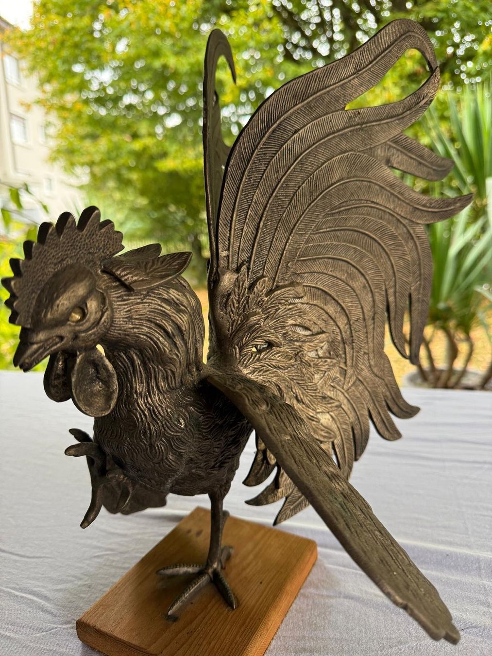 Statuette: Antiker Kampf-Hahn aus Metall – Usato da Elsau venduto da Lindis 3