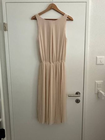Elegantes Plissee Cocktailkleid Nude Gr. 38