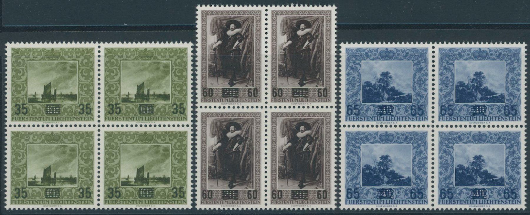 Tous les timbres: FL - 1954 - Gemälde V - Viererblock - postfrisch ** – Neuf (Voir description) à Schindellegi par leecollect