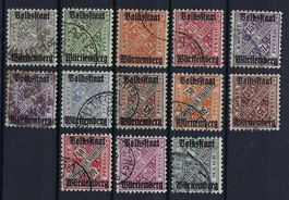 Volksstaat Württemberg 1919 Dienstmarken gest.