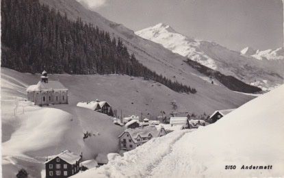 Cartoline postali: Andermatt - Ortsteil, Winteraufnahme. 1961 – Usato da Schlieren venduto da Rapaelli