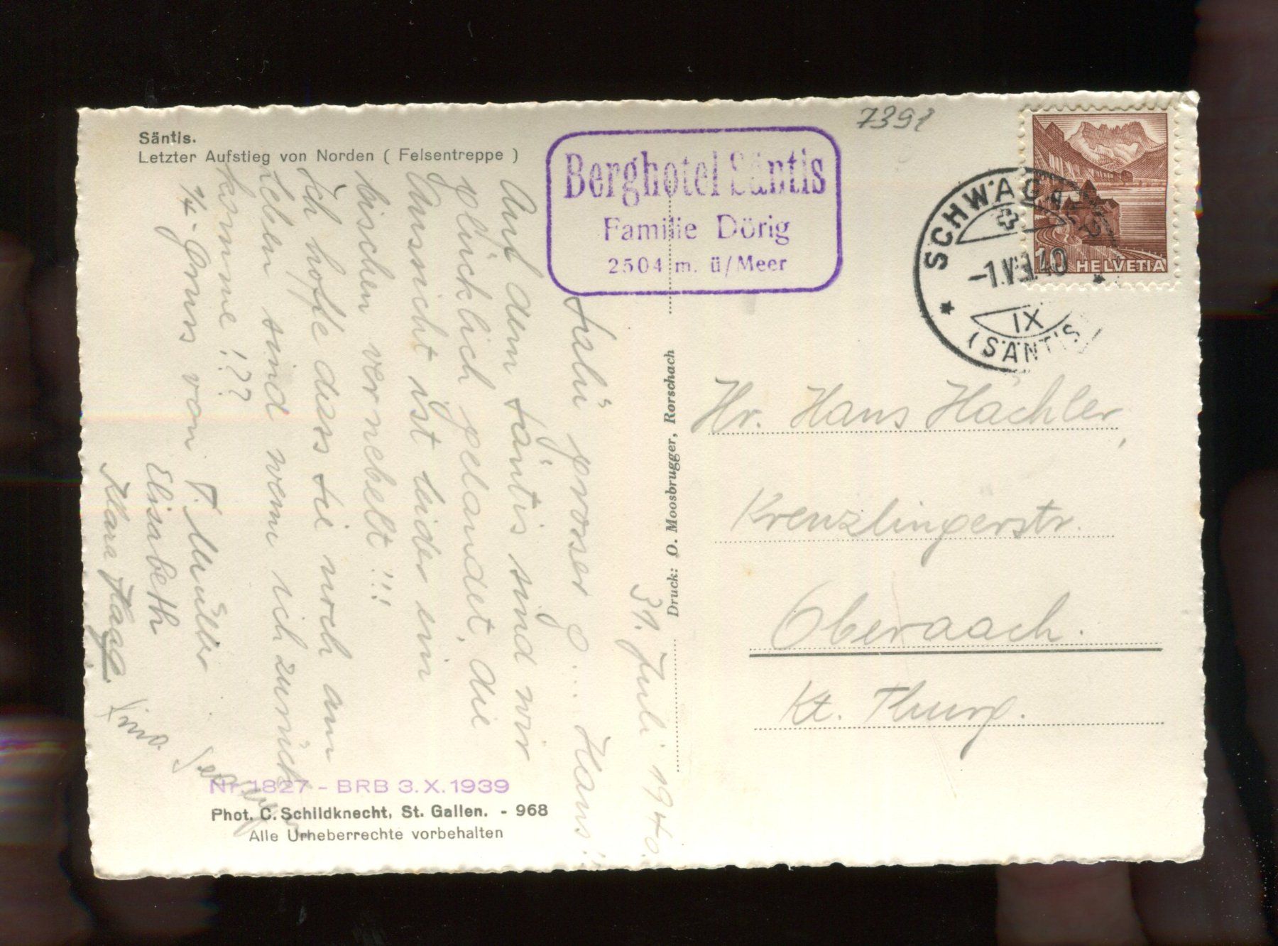 Cartoline postali: Säntis, Felsentreppe – Usato da Aarau venduto da Elmaar41 1