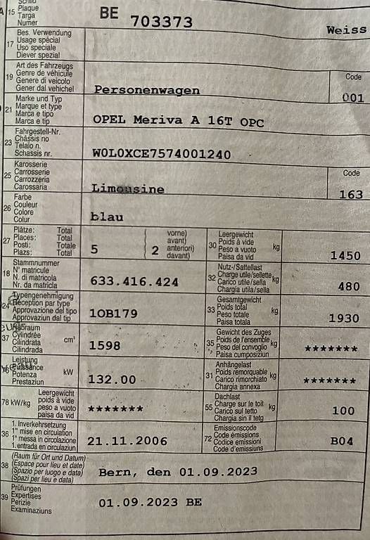 Automobili: Opel Meriva OPC Ersatzteillager – Usato da Belp venduto da MosBee 3