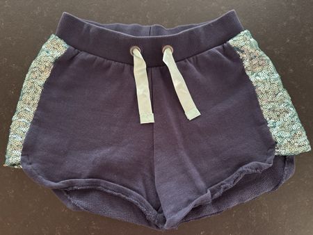 Shorts, Gr. 128, dunkelblau mit Pailletten