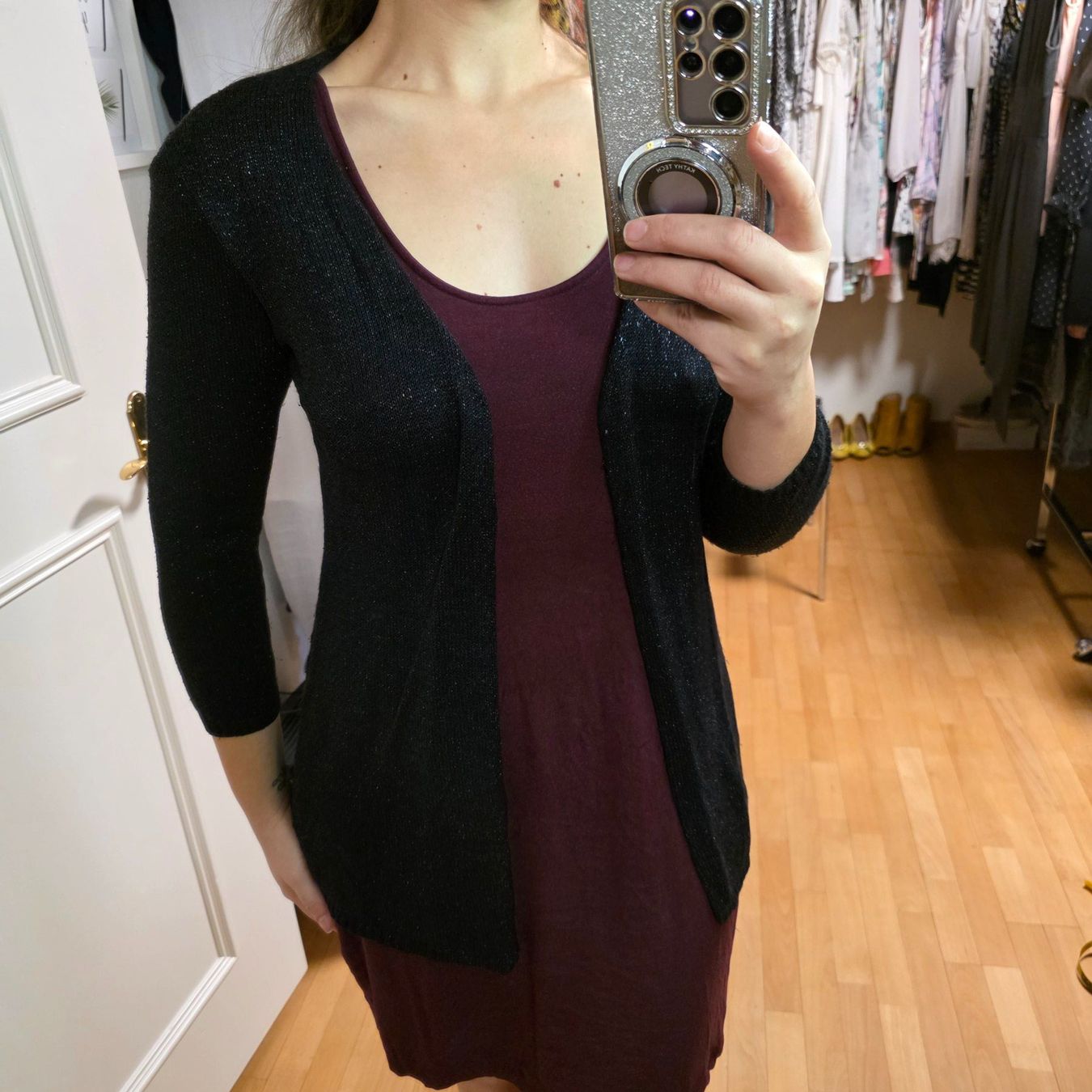 Giacche: Schwarze Strickjacke mit Silberfaden S – Usato da Wald ZH venduto da CapLux 5
