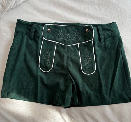 Oktoberfest Trachtenhose dunkelgrün in Lederoptik Gr. 38