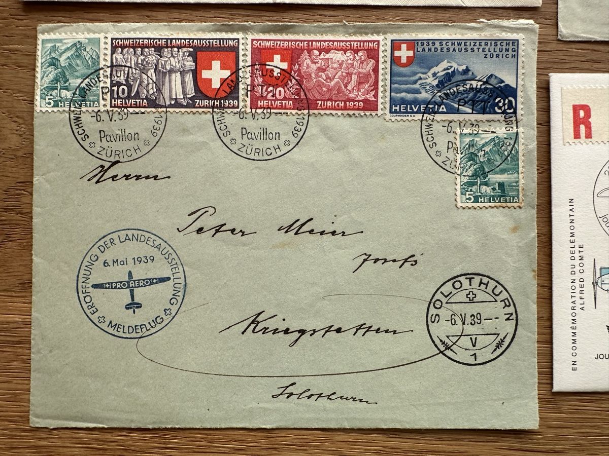 Alle Briefmarken: Schweiz - 4x Flugpost ab 1939 – Gebraucht aus Schmitten / FR von Samsara169 3