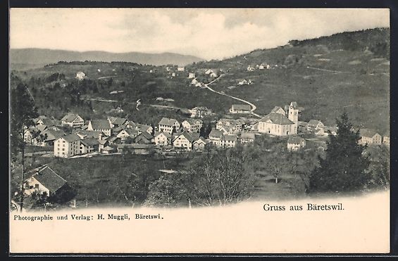 Cartoline postali: Bäretswil, Teilansicht mit Strassenpart – Usato da Berlin venduto da bartko-reher