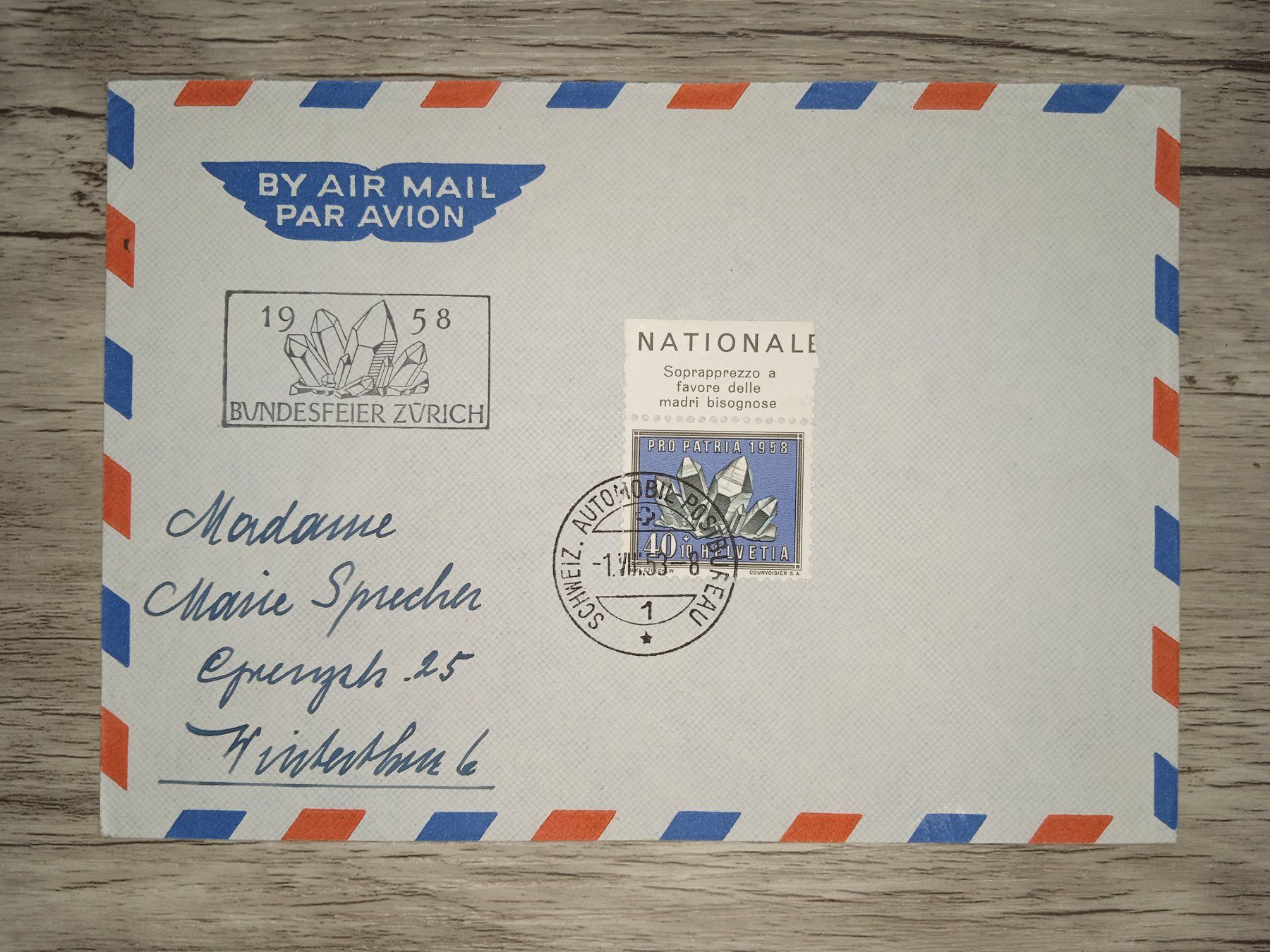 Tutti i francobolli: TR16 Enveloppe  + Timbre Suisse 1958 – Usato da Cousset venduto da Patrick_Collections