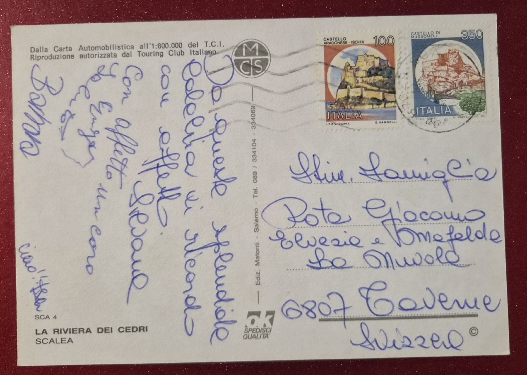 Cartoline postali: Scala CS Riviera Calabrese di Ponente 1986 – Usato da Melchnau venduto da Arthurius 1