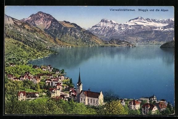 Cartoline postali: Weggis /Vierwaldstättersee, Ortspanoram – Usato da Berlin venduto da bartko-reher