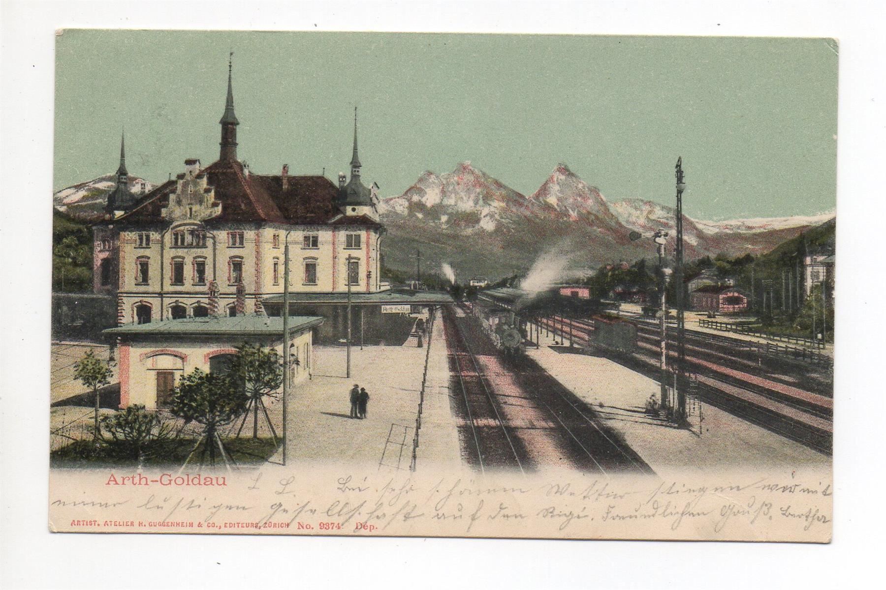 Cartes postales: ARTH-GOLDAU Bahnhof mit Bahn – D'occasion à Jona par philajona