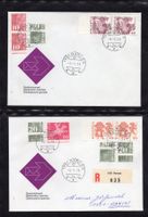 R2129  /  8 lettres avec timbres coupés+ timbres de carnets