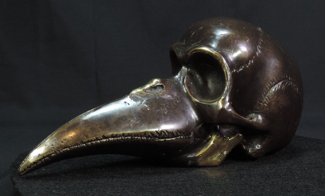 Statuette: Einzigartige Bronze, Pestdoktor Schädel Figur – Usato da Duggingen venduto da roterbambus 4