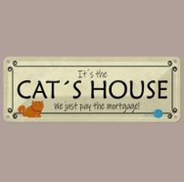 🔥 CAT'S HOUSE Katzen Blechschild 💛 27x10cm OVP 🔥