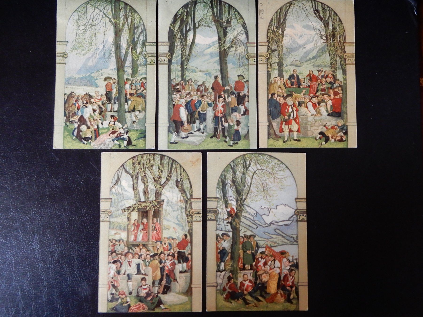 Alle Briefmarken: Bundesfeierkarten 1918 -  20 bis 24 - Serie - – Gebraucht aus Senèdes von Framboise52