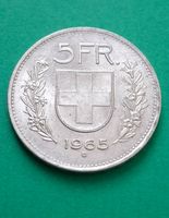 5 FRANKEN SILBERMÜNZE 1965 SEHR SCHÖN