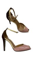 Bally Riemchensandale Pumps 38 Leder Lack rosa Bordeaux