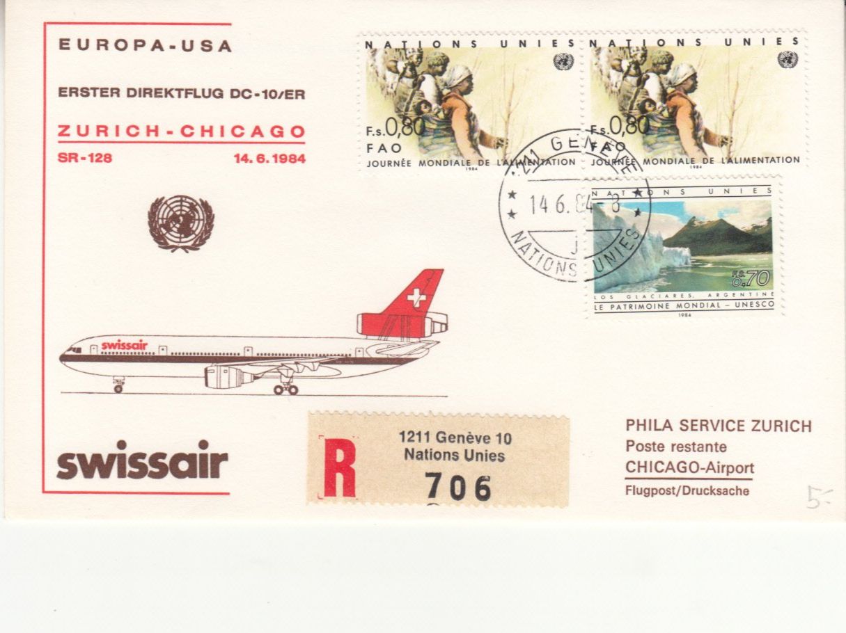 Tutti i francobolli: SLH RF 84.8 aU  Genève-Chicago – Usato da Bürglen TG venduto da StampGraf