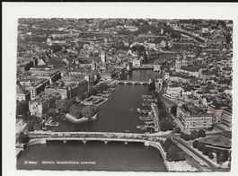 AK ca.1950 Zürich Quaibrücke Fliegeraufnahme