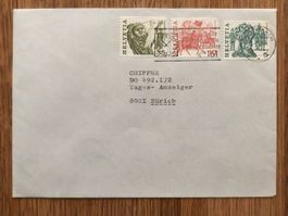 Echt gelaufener Brief aus Markenheft, Bülach 9.9.87
