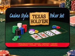 Texas Hold'em Poker Set mit 200 Chips und Zubehör neu
