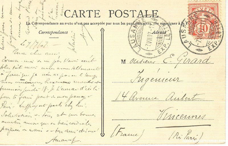Cartoline postali: Lausanne - la Cathédrale + 1907 – Usato da Emmenbrücke venduto da teestube 1