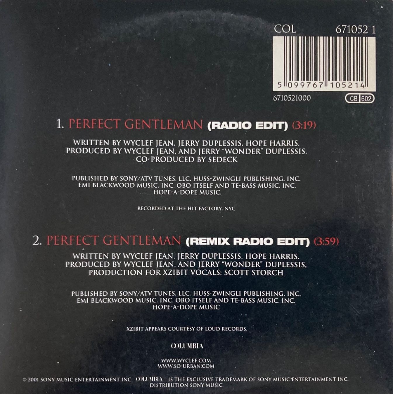 CD: WYCLEF JEAN - PERFECT GENTLEMAN – Usato da Poliez-Pittet venduto da Newtown-Records 1