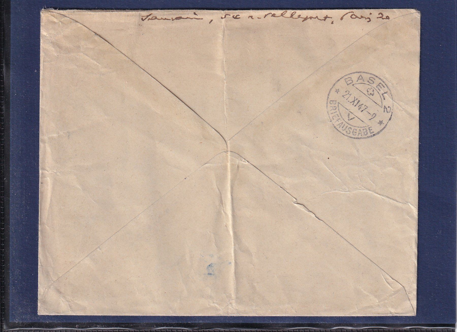 Tous les timbres: Recommandé Paris XX - 1947 - Bâle – D'occasion à Orvin par Pyaeschli 1