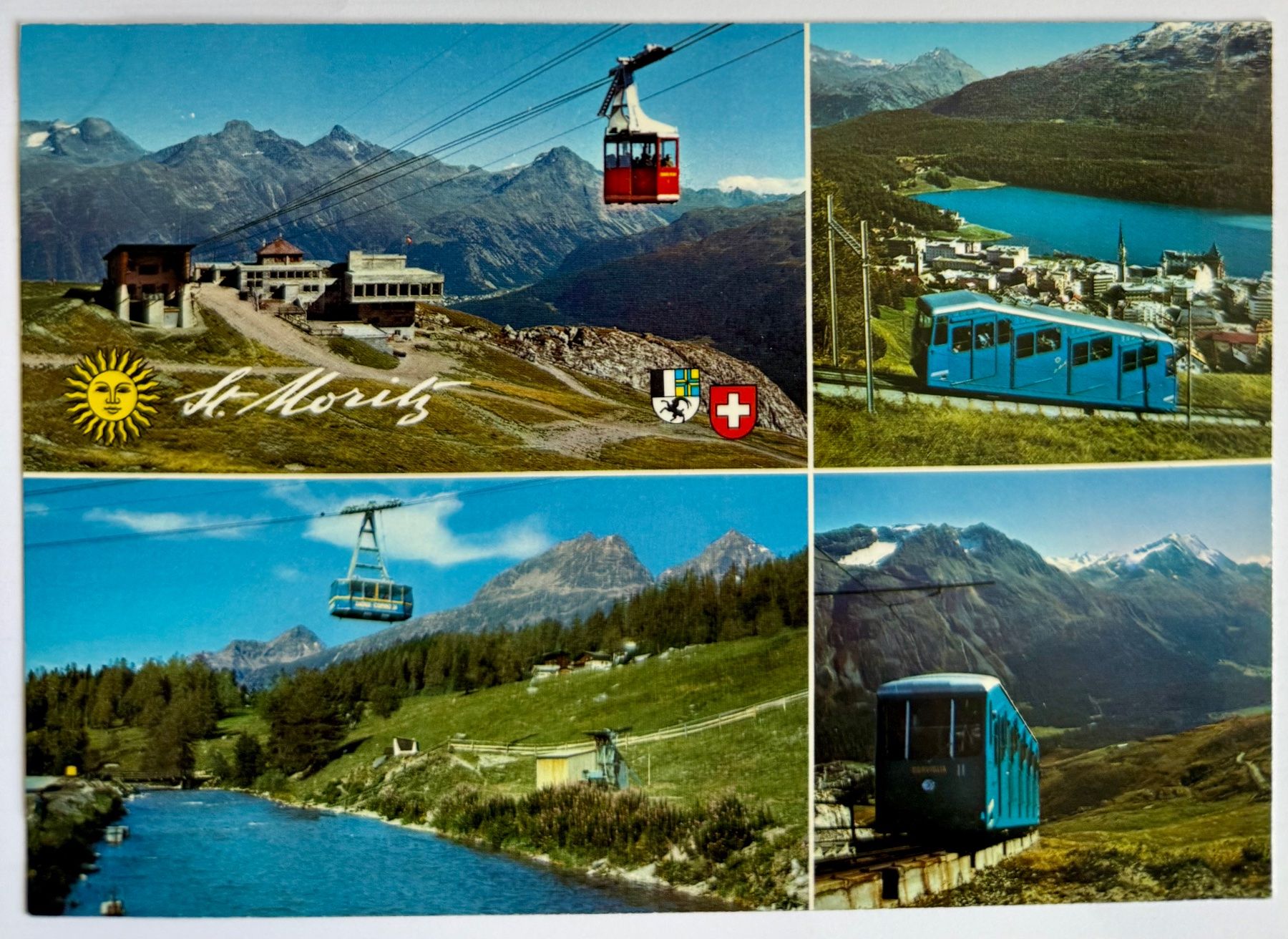 Cartoline postali: St. Moritz - Télécabine & Finiculaire – Usato da Lutry venduto da Ediego