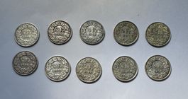 1904-1964 50 Rappen Serie Silber 10 Stk