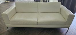 3-Sitzer Ledersofa, weiss