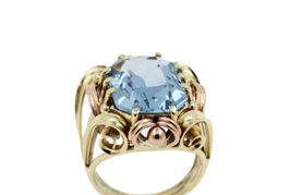 Vintage Aquamarin Ring ca. 15ct 14K Gelbgold *S3700