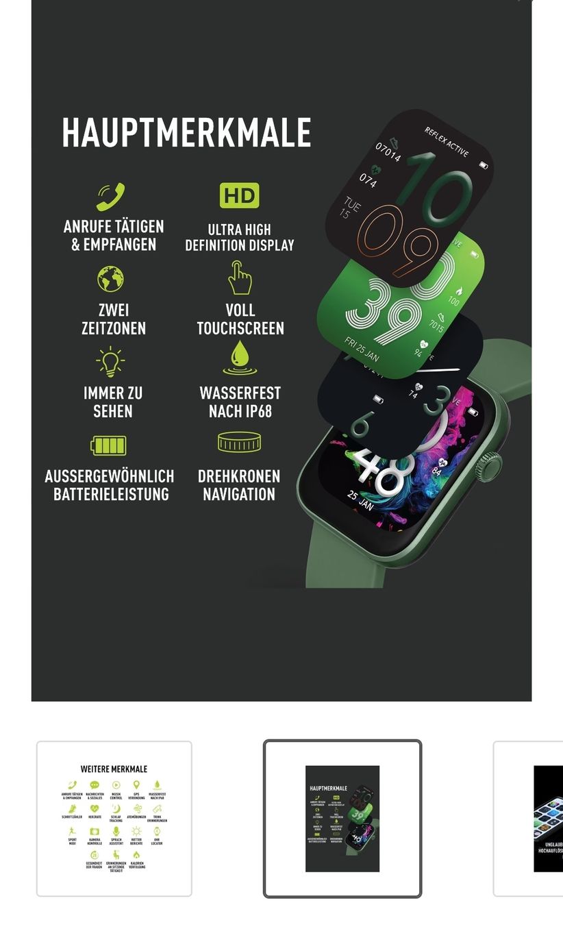 Smartwatch: Reflex Active Series 40 Smartwatch - Grün – Usato da Leuk-Stadt venduto da See_Lin 8