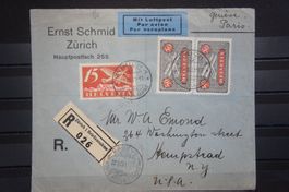 CH - Flugpost - Flugbrief nach Hempstead NY USA
