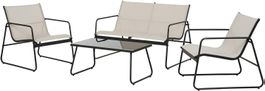Gartenmöbel Set 4 teilig Tisch Sofa 2 Stühlen Outdoor Beige