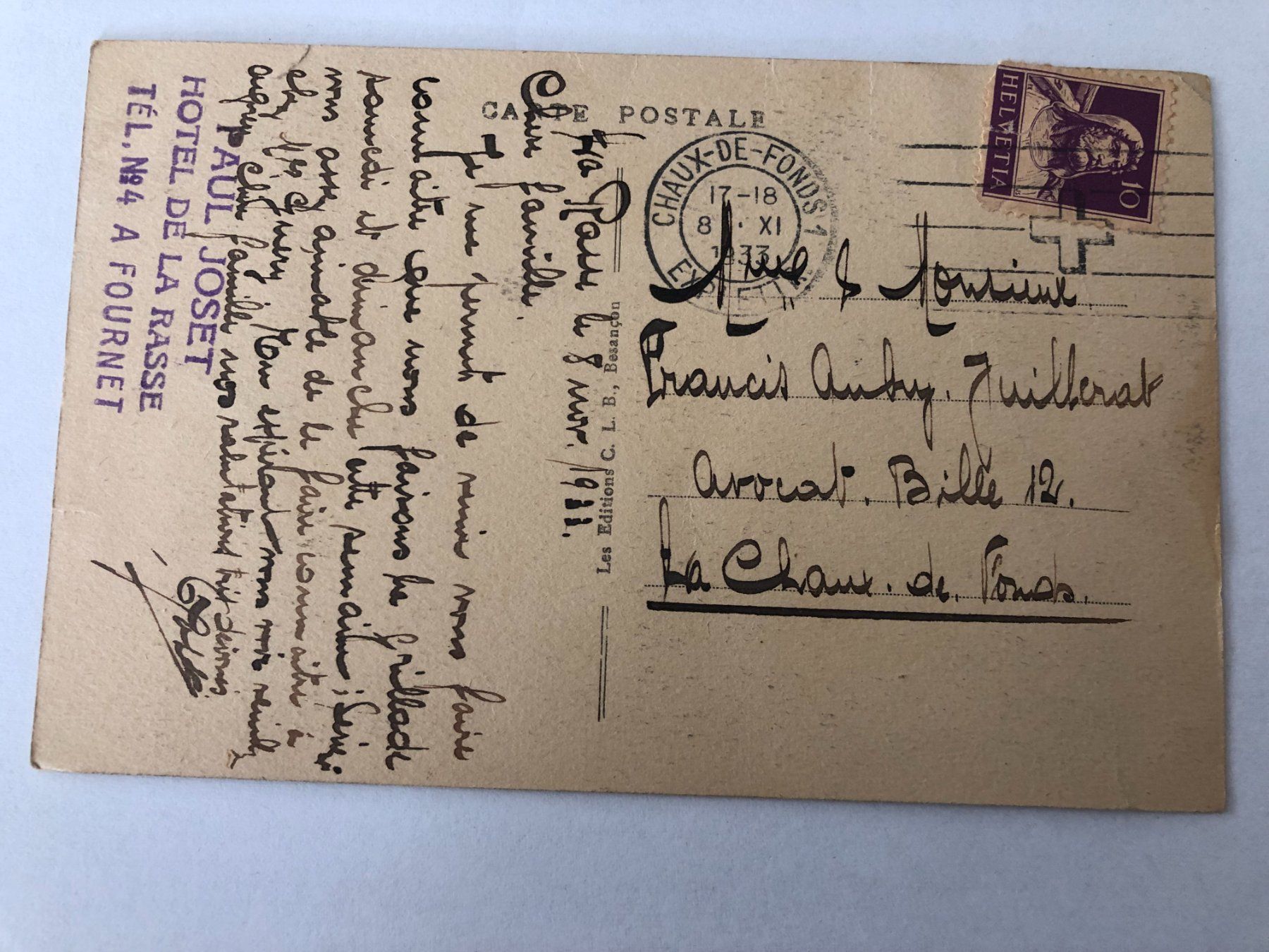 Cartes postales: Pont et Hotel de la Rasse 1933 – D'occasion à Pfäffikon ZH par Waltoversand 1