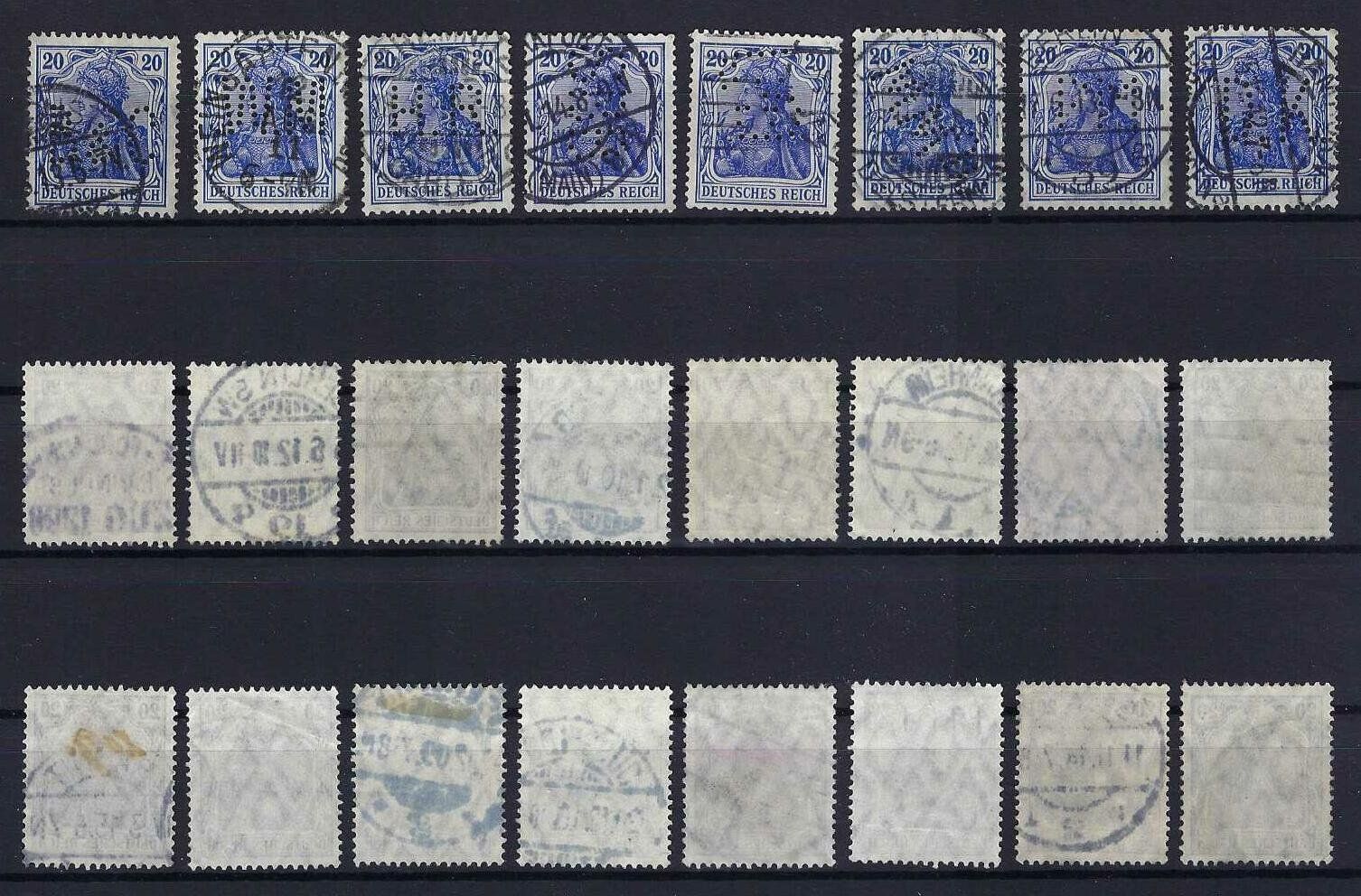Alle Briefmarken: Germania Briefmarken 1900-1922 mit Perfin gest. – Gebraucht aus Hitzkirch von walti1959 1