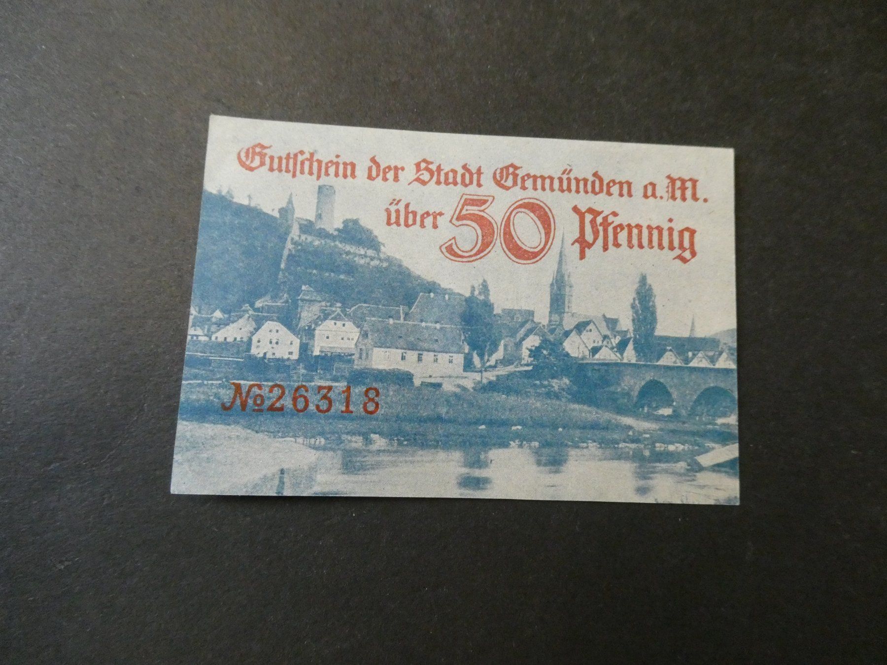 Banknoten: Dt. Reich, Gemünden - Notgeldschein – Gebraucht aus Hinterforst von rohusri