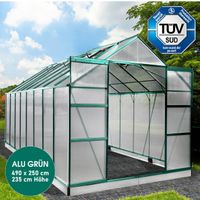 + Gewächshaus Aluminium mit Fundament, Treibhaus 490x250x235