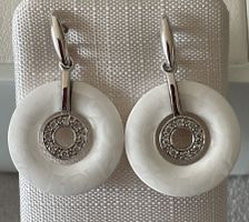 Sehr schöne Ohrhänger 18kt WG und Ceramic mit Brillanten