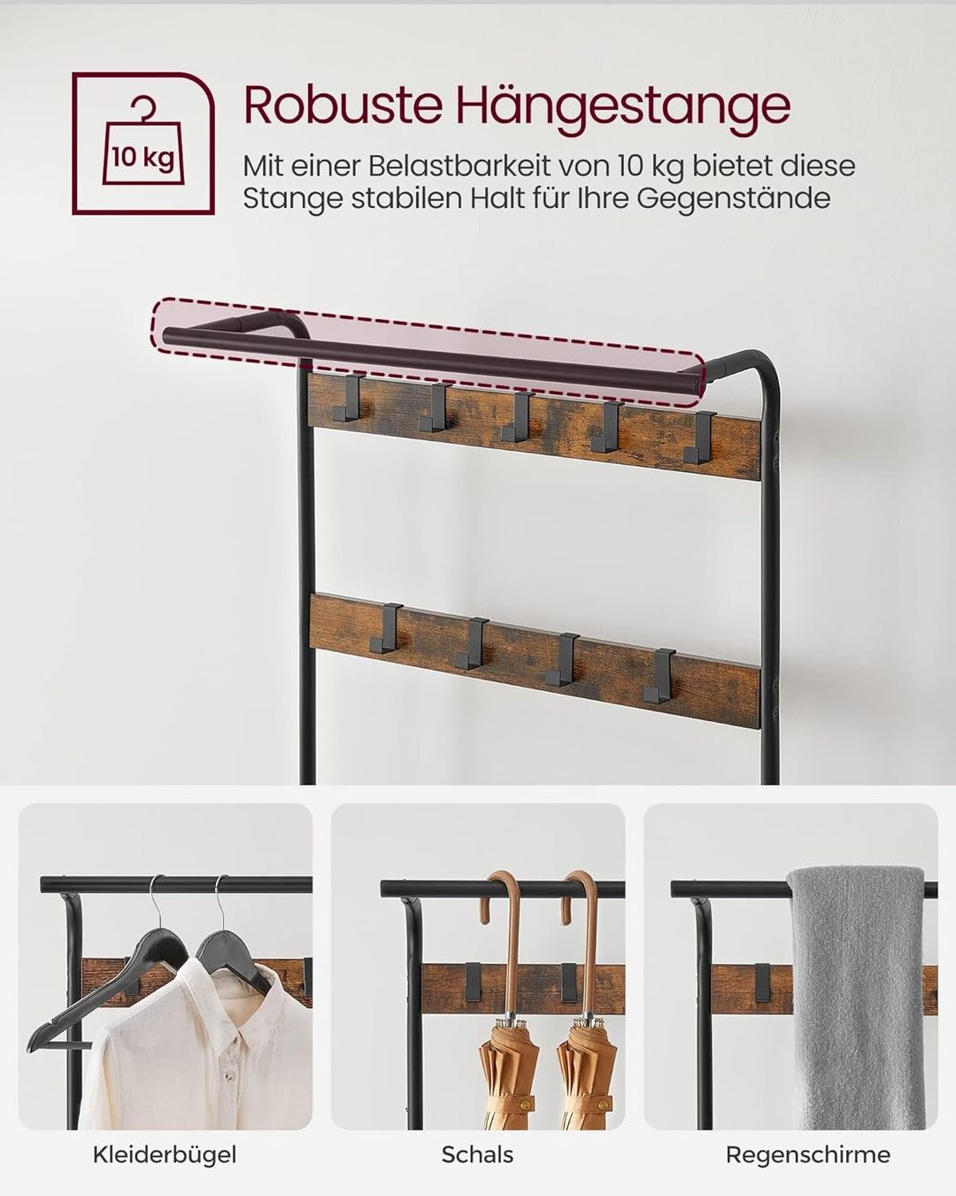 Guardaroba: VASAGLE Garderobenständer 84x33,7x183cm – Nuovo e nell'imballaggio originale da Bottighofen venduto da zaap 2