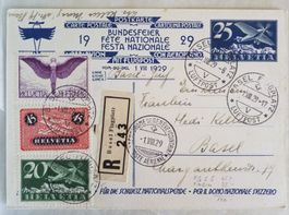 AB42) 1929, Flugkate 1.VIII. Basel - Genf